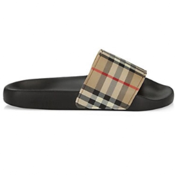 Burberry Furley Vintage Check Pool Slides 38 (8) Beige - Picture 1 of 4